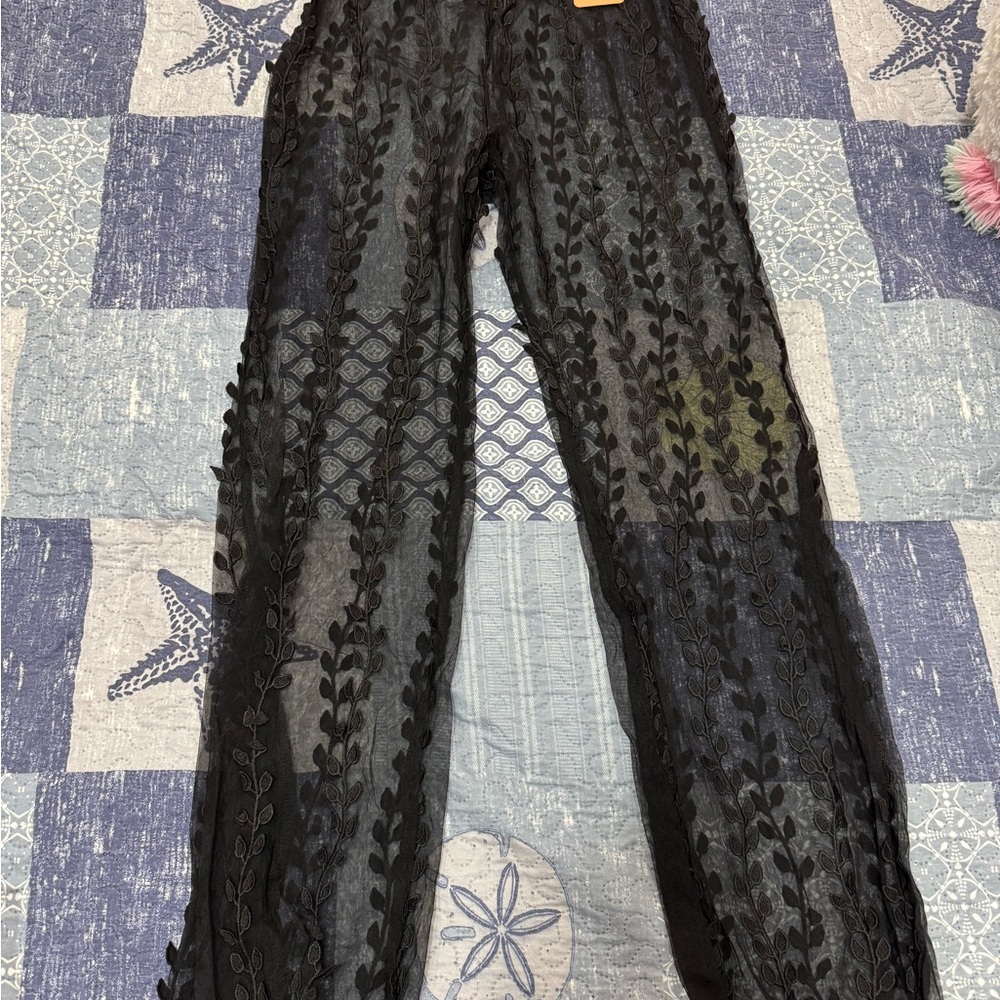 Black Sheer Lace Pants